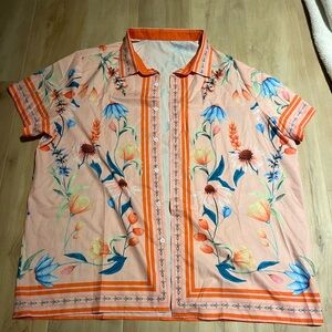 Floral Peach Short Sleeve Shirt